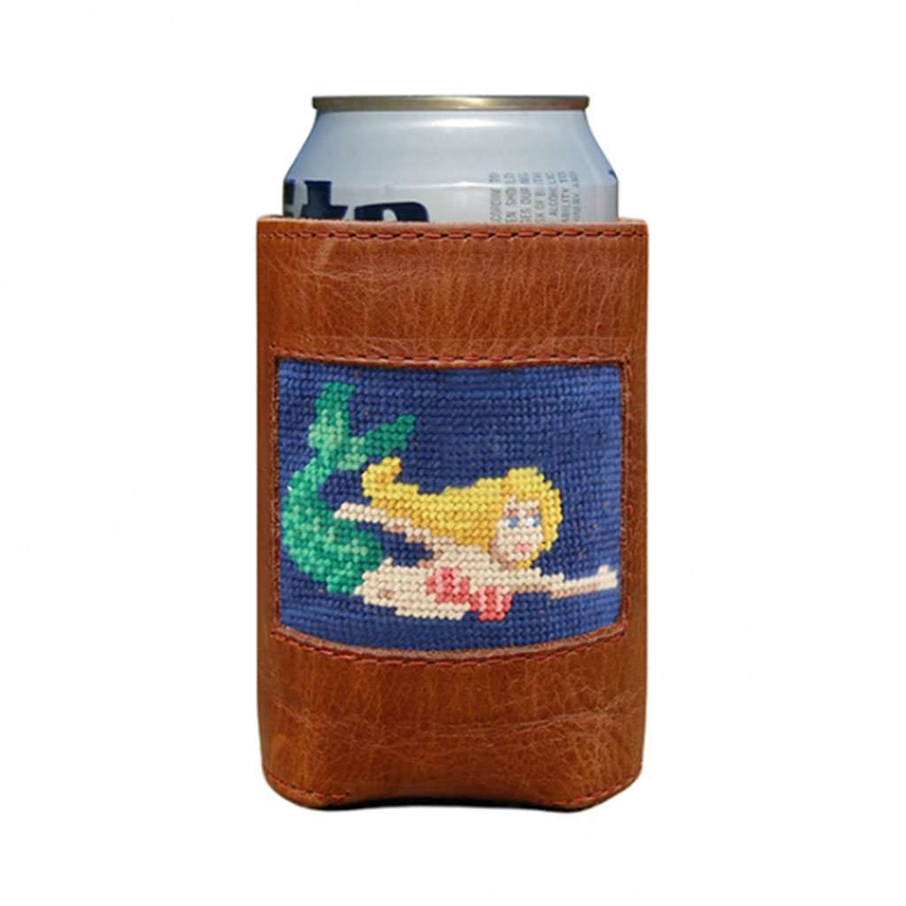 Mermaid Needlepoint Can Holder in Classic Navy by Smathers & Branson - Country Club Prep