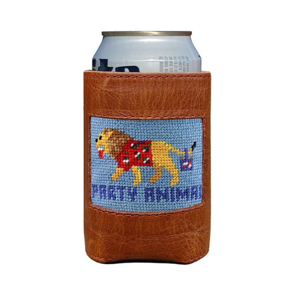 Party Animal Needlepoint Can Holder in Light Blue by Smathers & Branson - Country Club Prep