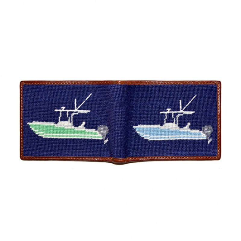 Power Boat Needlepoint Wallet in Dark Navy by Smathers & Branson - Country Club Prep