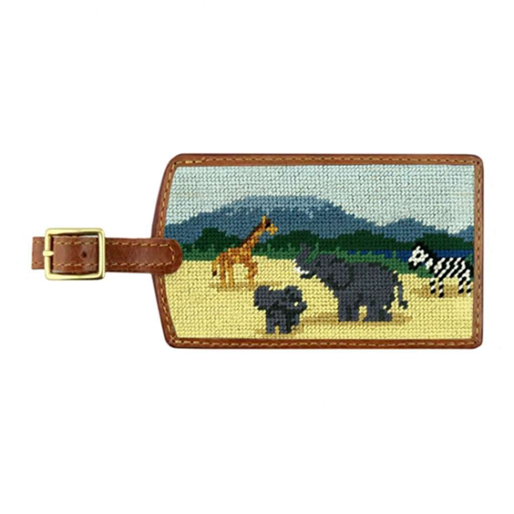 Safari Scene Needlepoint Luggage Tag by Smathers & Branson - Country Club Prep