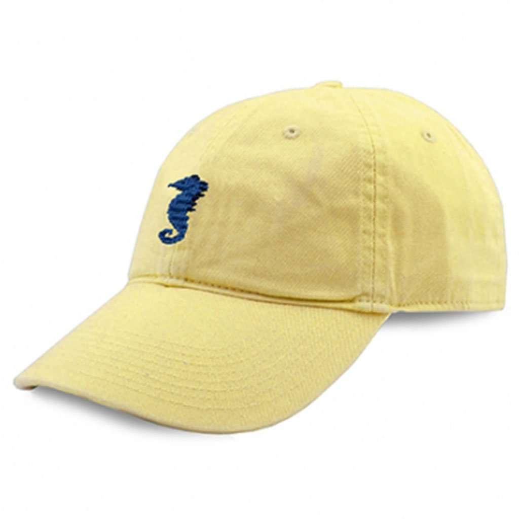 Seahorse Needlepoint Hat in Butter by Smathers & Branson - Country Club Prep