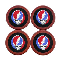 Steal Your Face Needlepoint Coasters in Black by Smathers & Branson - Country Club Prep