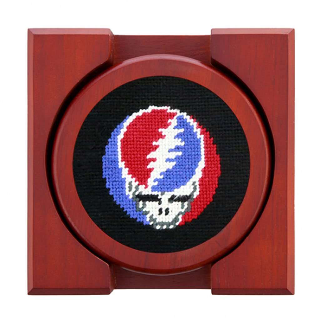 Steal Your Face Needlepoint Coasters in Black by Smathers & Branson - Country Club Prep