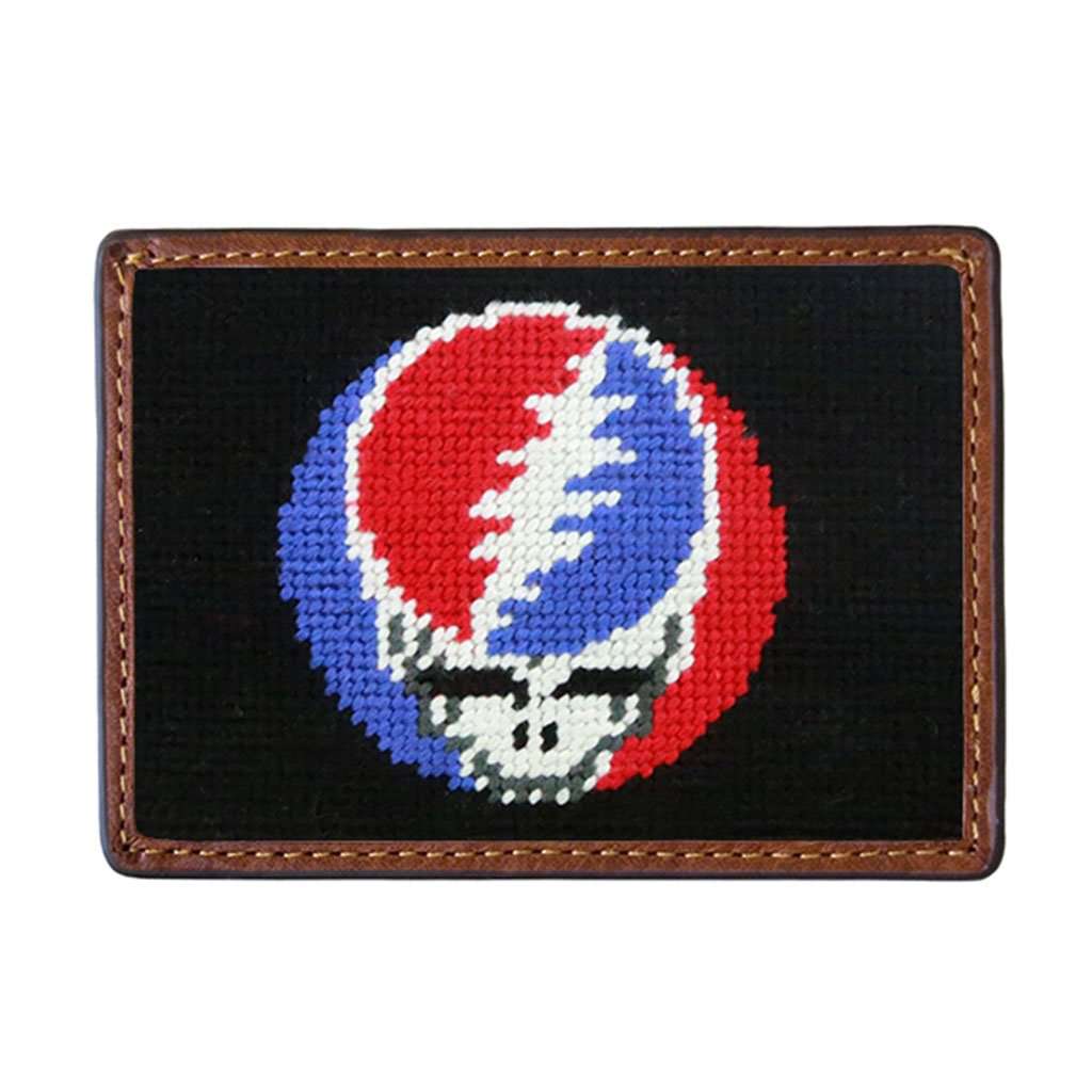 Steal Your Face Needlepoint Credit Card Wallet in Black by Smathers & Branson - Country Club Prep