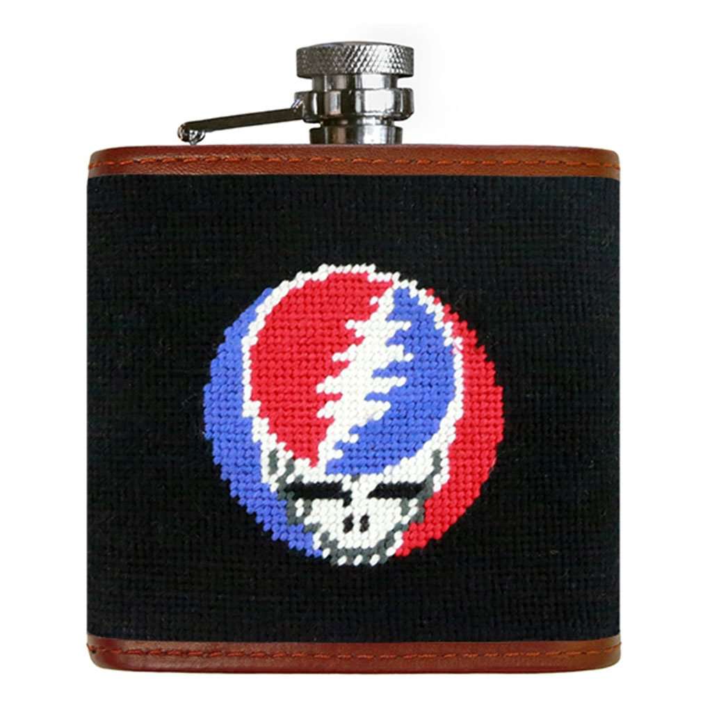 Steal Your Face Needlepoint Flask in Black by Smathers & Branson - Country Club Prep