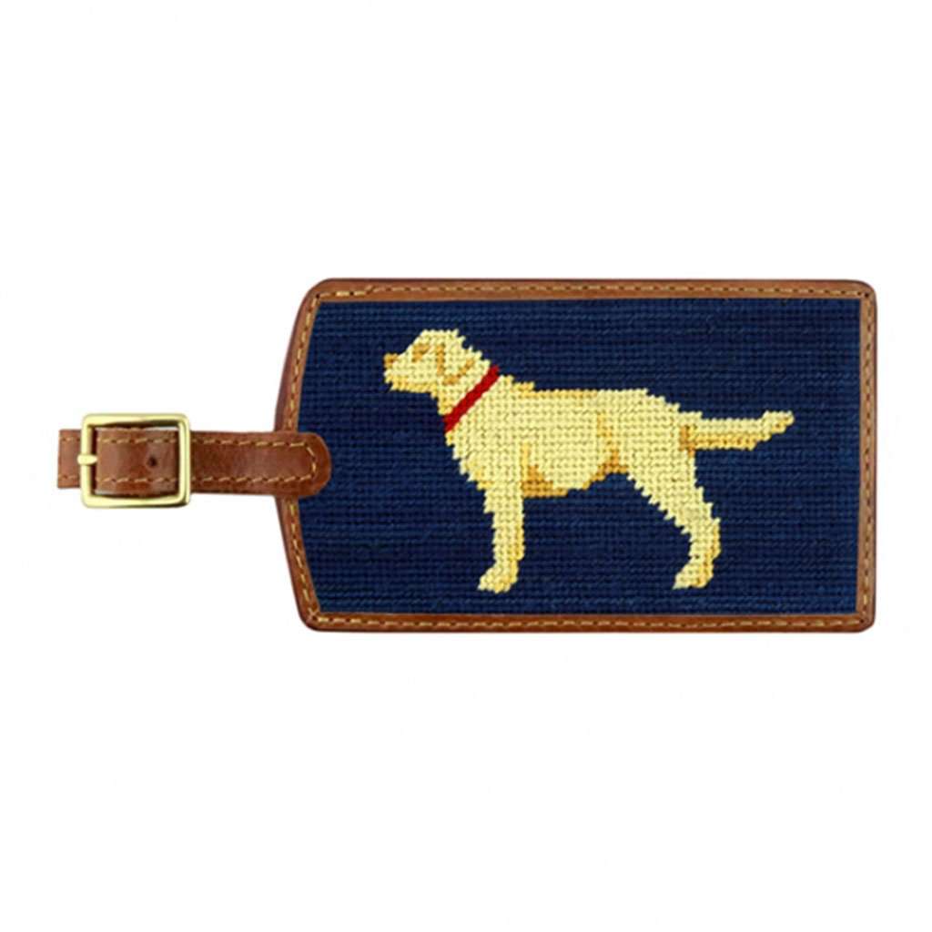 Yellow Lab Needlepoint Luggage Tag in Classic Navy by Smathers & Branson - Country Club Prep