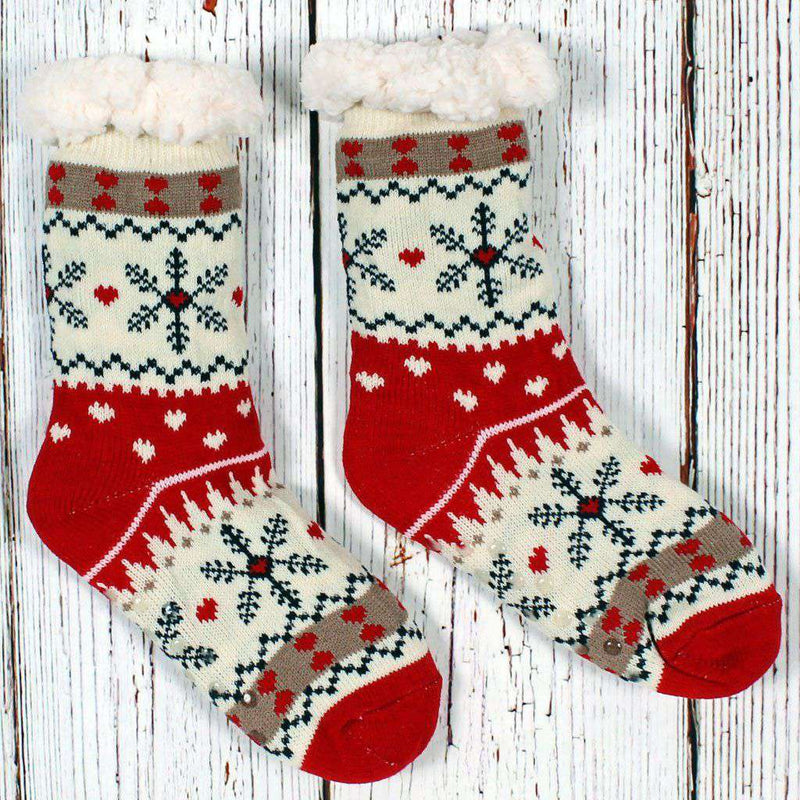 Christmas Sweater Sherpa Lined Socks by Nordic Fleece - Country Club Prep