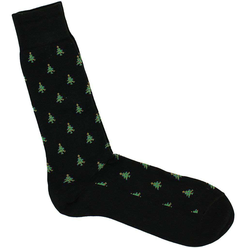 Men's Christmas Tree Socks in Black by Byford - Country Club Prep