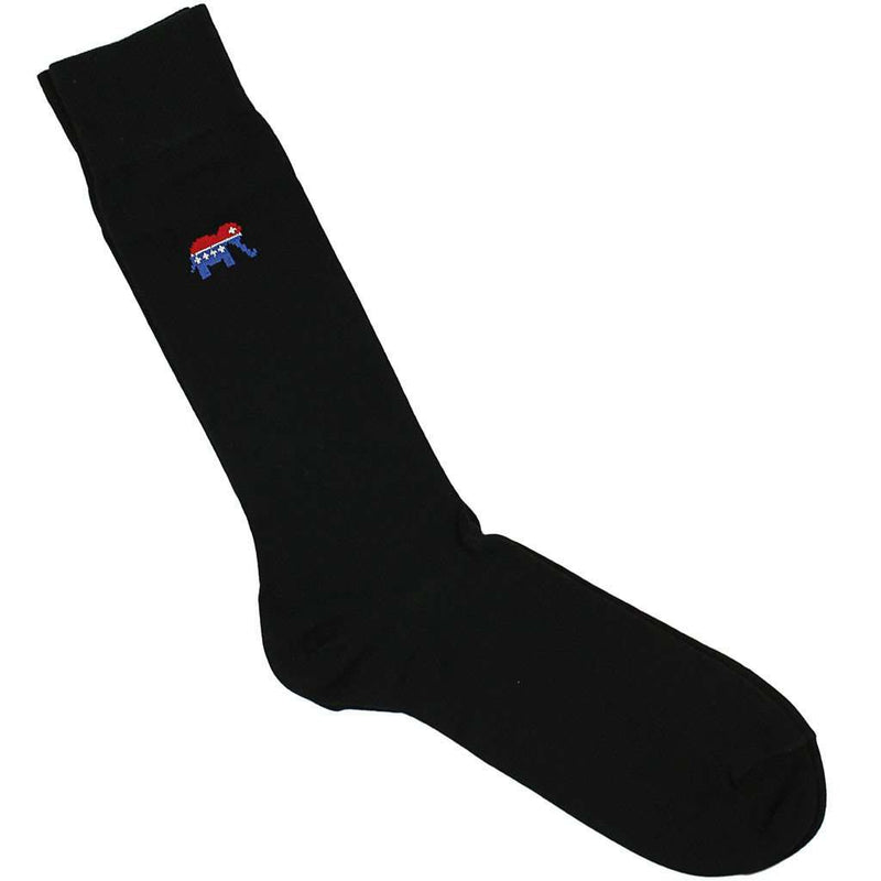 Men's Republican Elephant Socks in Black by Byford - Country Club Prep