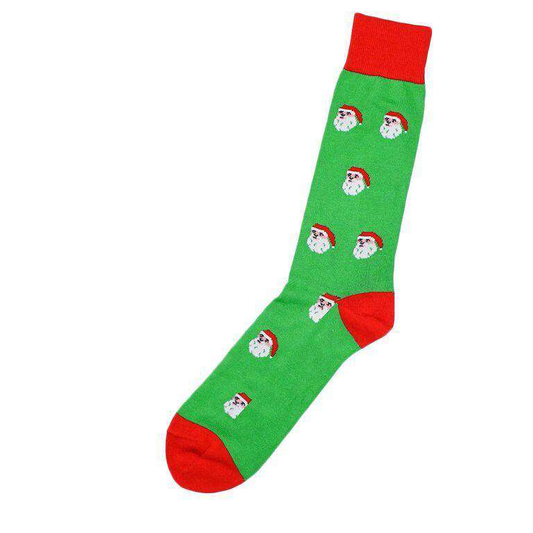 Men's Santa Socks in Green with Red by Byford - Country Club Prep