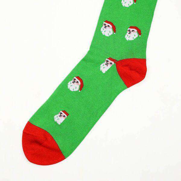 Men's Santa Socks in Green with Red by Byford - Country Club Prep