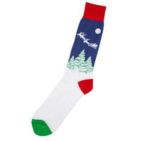Men's Sleigh Scene Socks in Blue and White by Byford - Country Club Prep