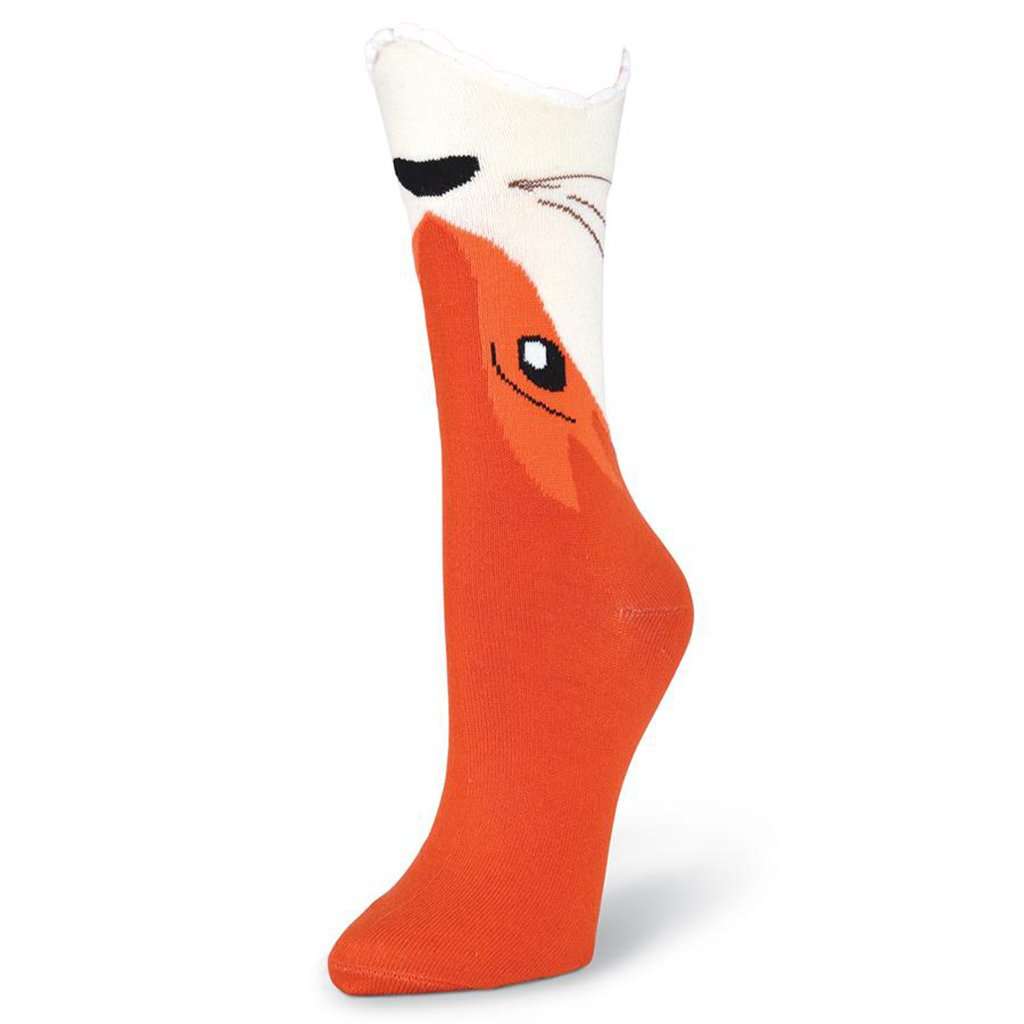 Women's Wide Mouth Fox Crew Socks by K. Bell Socks - Country Club Prep