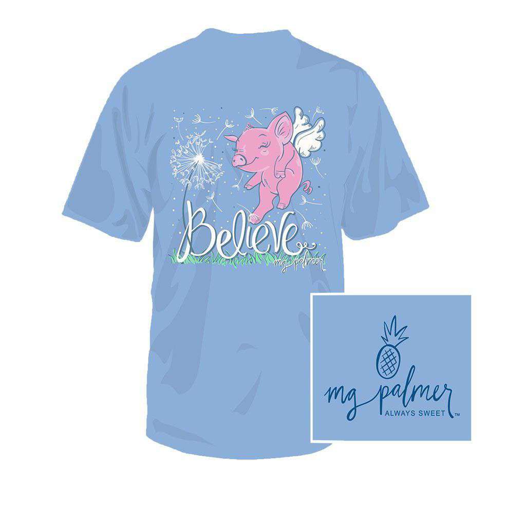 YOUTH Believe Tee in Sky Blue by MG Palmer - Country Club Prep