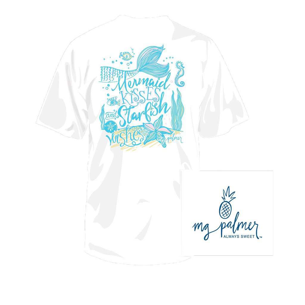 YOUTH Mermaid Kisses Tee in White by MG Palmer - Country Club Prep