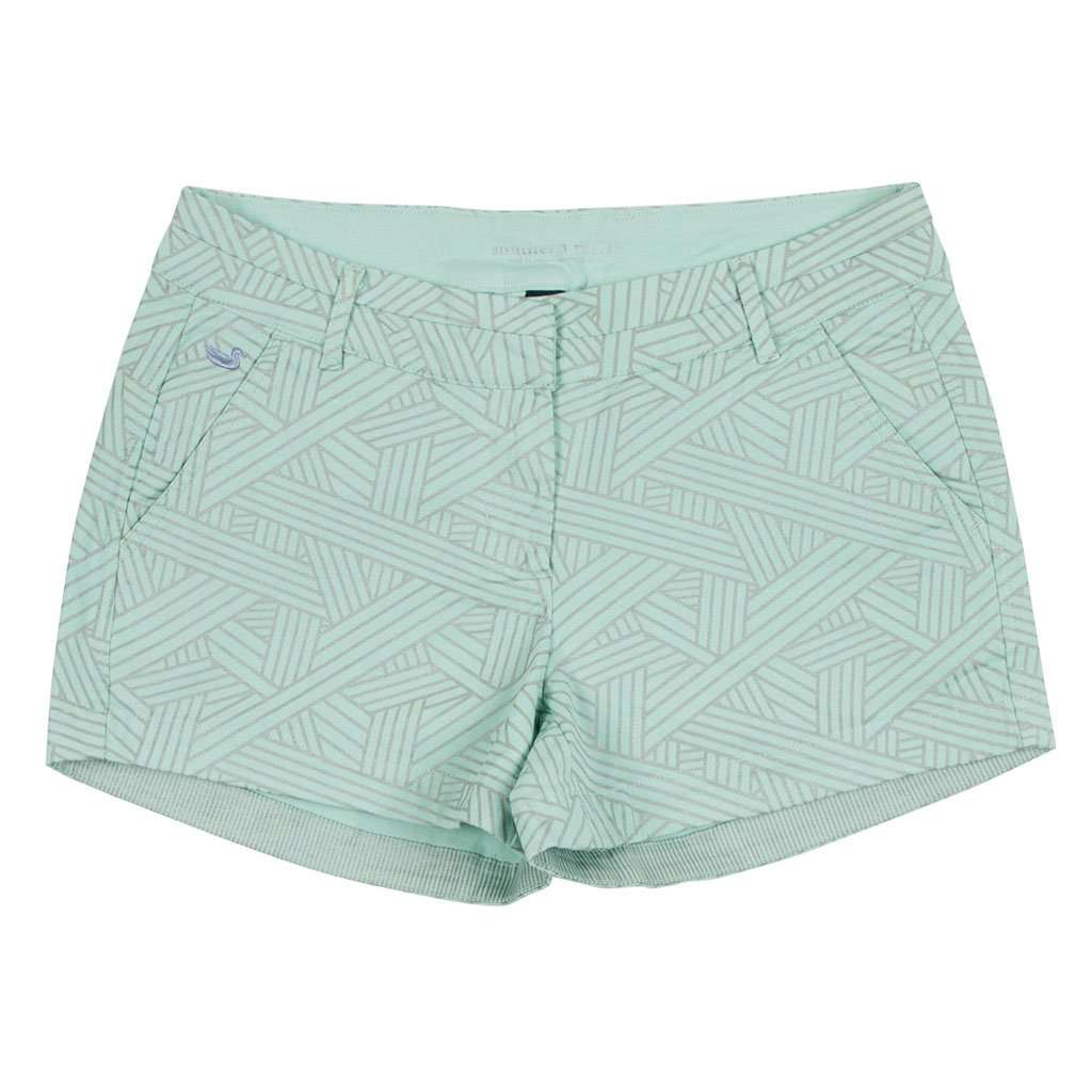 Fractured Lines Brighton Short in Ocean Green by Southern Marsh - Country Club Prep