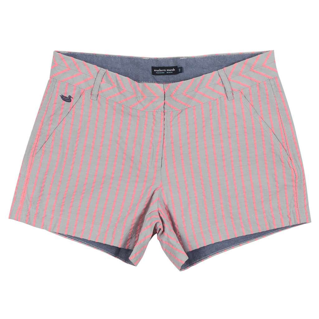 Turner Stripe Brighton Short in Light Gray by Southern Marsh - Country Club Prep