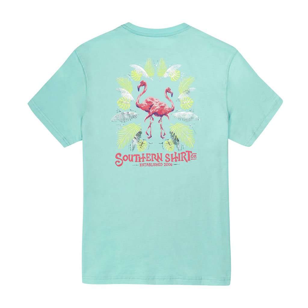 Flamingo Palm SS in Aqua Splash by The Southern Shirt Co.. - Country Club Prep