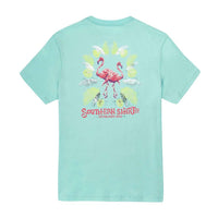 Flamingo Palm SS in Aqua Splash by The Southern Shirt Co.. - Country Club Prep