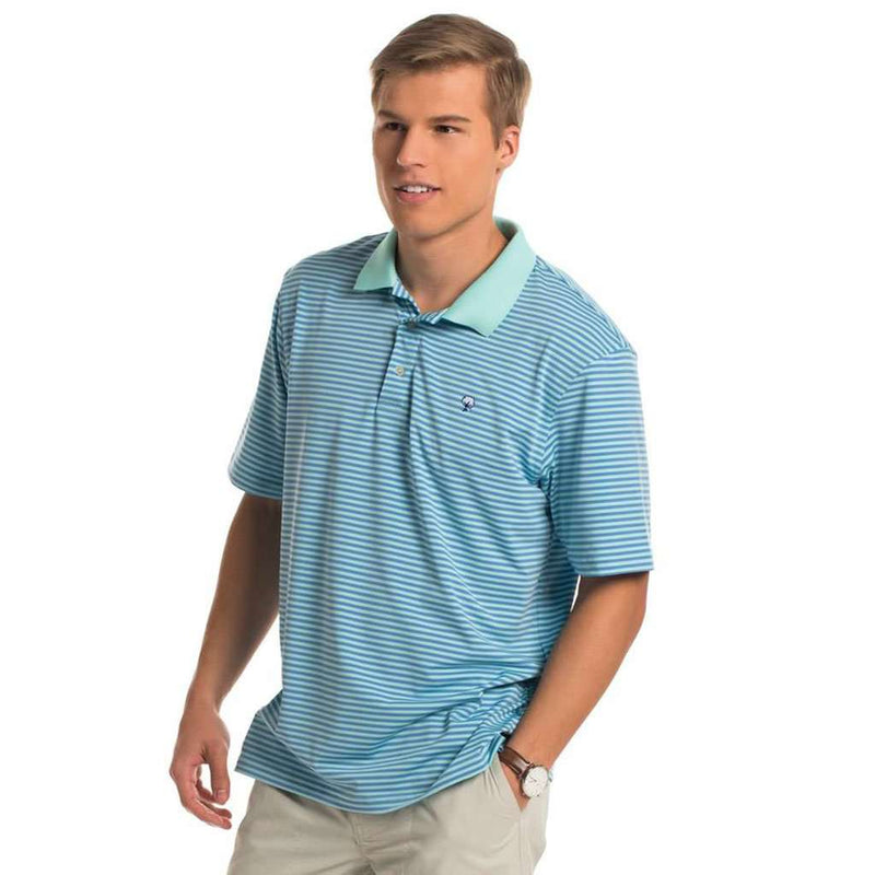 Hilton Stripe Polo in Ocean Breeze by The Southern Shirt Co.. - Country Club Prep