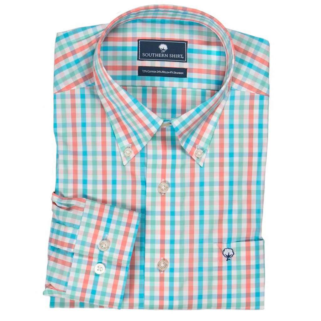 Palmetto Check Button Down in Havana by The Southern Shirt Co.. - Country Club Prep