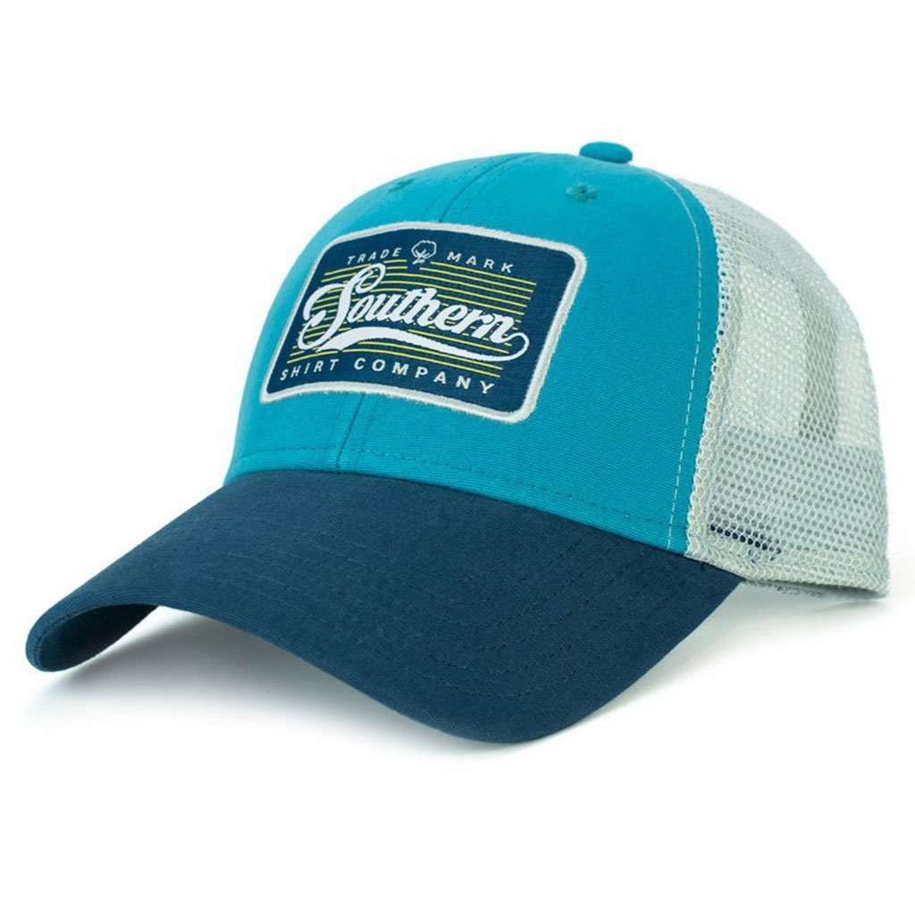 Patch Trucker Hat in Tidal Teal by The Southern Shirt Co.. - Country Club Prep