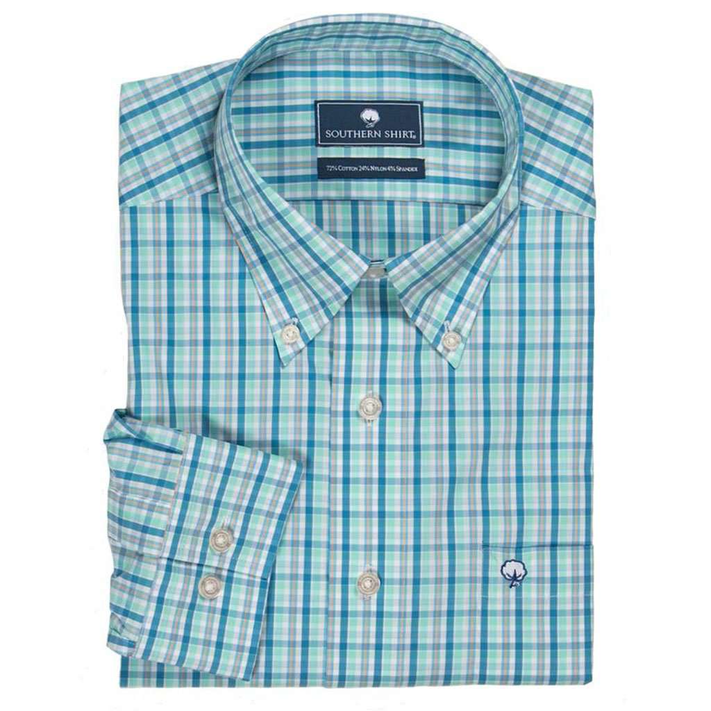 Sandpiper Plaid Button Down in Cendre Blue by The Southern Shirt Co.. - Country Club Prep