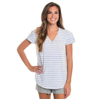 Striped Ali Vneck SS in Vista Blue by The Southern Shirt Co.. - Country Club Prep