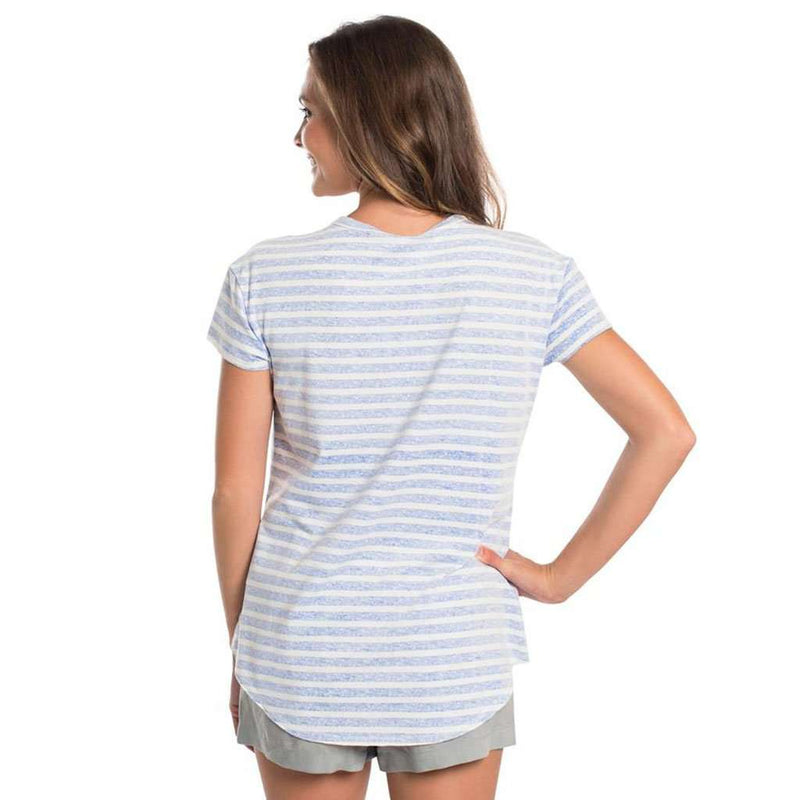 Striped Ali Vneck SS in Vista Blue by The Southern Shirt Co.. - Country Club Prep