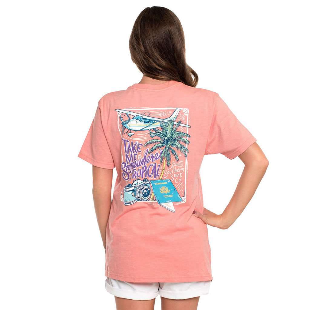 Tropical Adventure Heather SS in Heather Peach by The Southern Shirt Co.. - Country Club Prep
