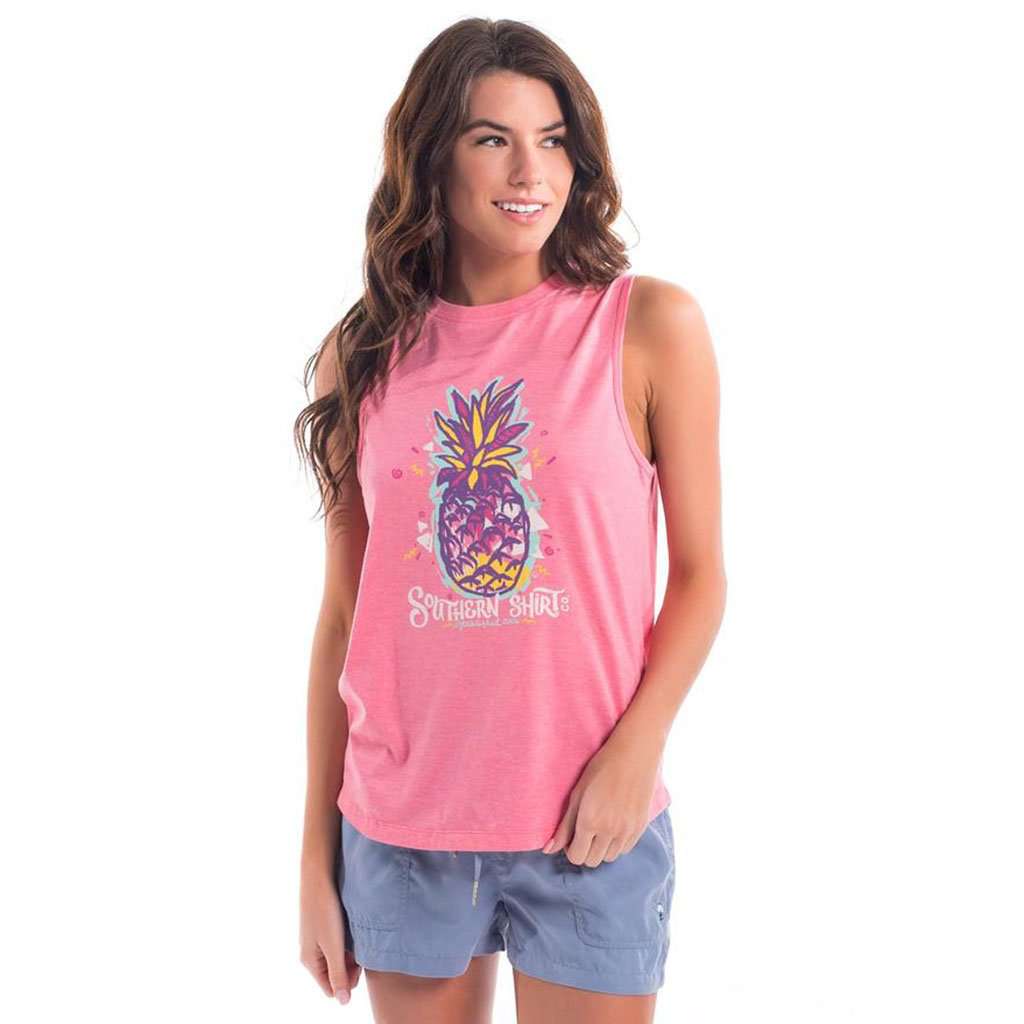 Vintage Burnout Tank in Pink Lemonade by The Southern Shirt Co. - Country Club Prep
