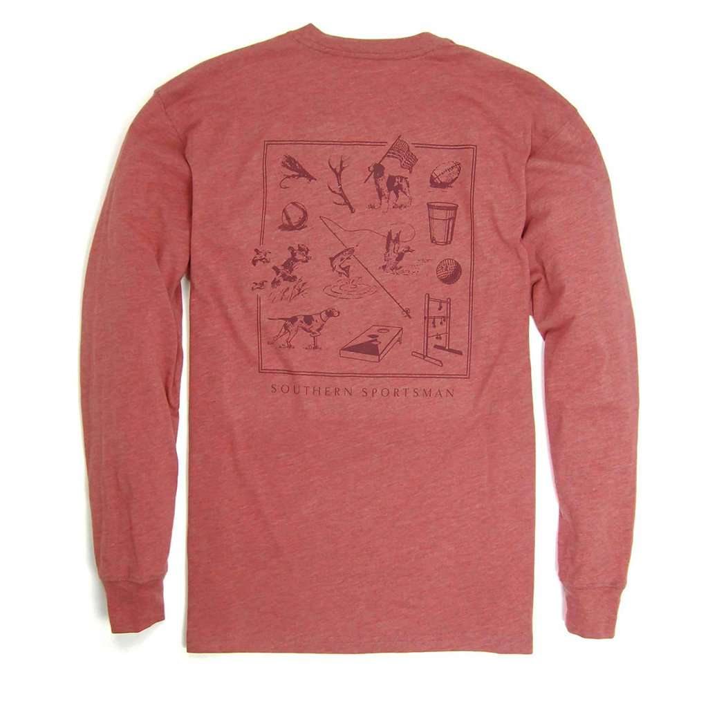 Long Sleeve Southern Sportsman Tee in Heather Dusty Cedar by Southern Proper - Country Club Prep