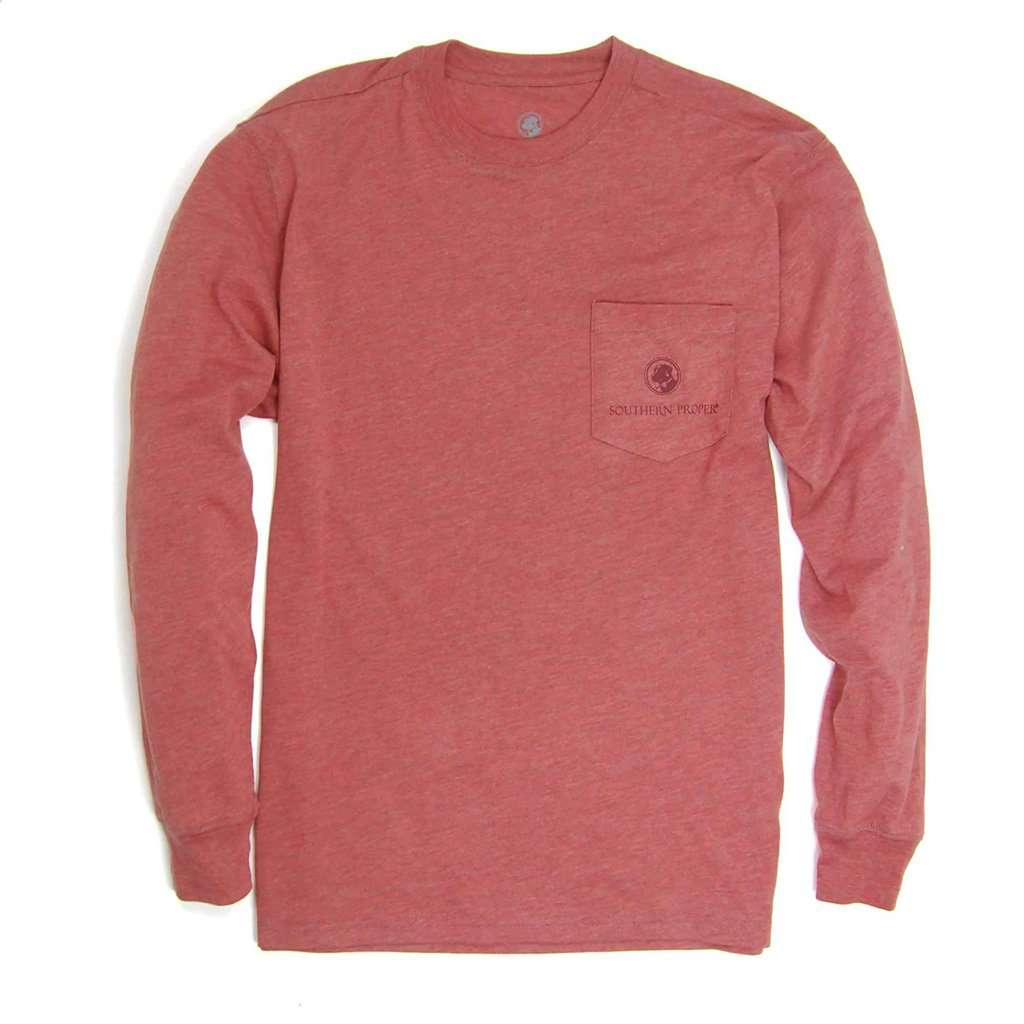 Long Sleeve Southern Sportsman Tee in Heather Dusty Cedar by Southern Proper - Country Club Prep