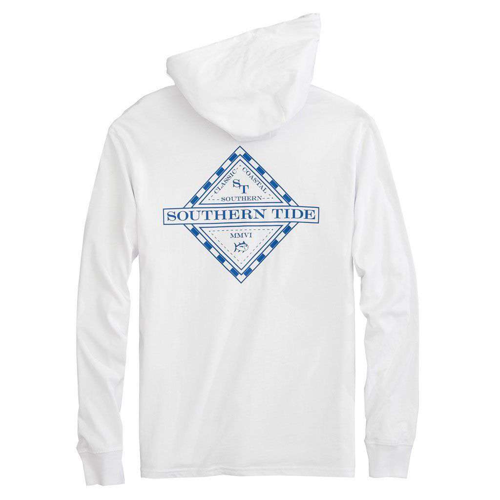 Diamond Hoodie Long Sleeve T-Shirt in Classic White by Southern Tide - Country Club Prep