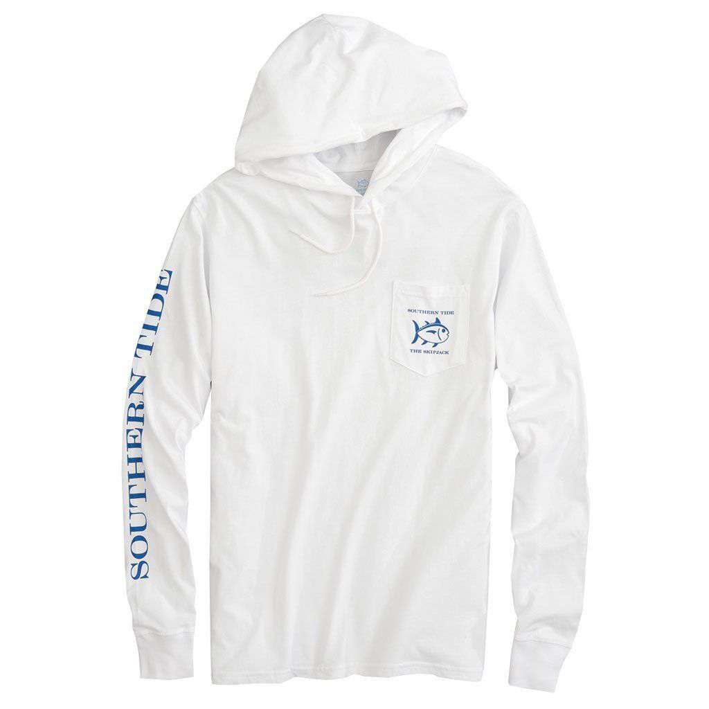 Diamond Hoodie Long Sleeve T-Shirt in Classic White by Southern Tide - Country Club Prep