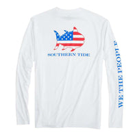 Flag Skipjack Long Sleeve Performance T-Shirt in White by Southern Tide - Country Club Prep