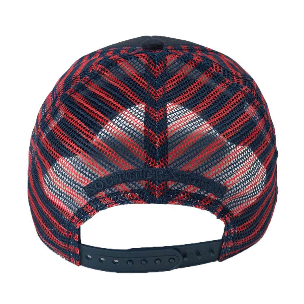 Flag Skipjack Striped Trucker Hat in Navy by Southern Tide - Country Club Prep