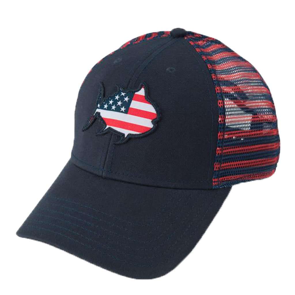 Flag Skipjack Striped Trucker Hat in Navy by Southern Tide - Country Club Prep