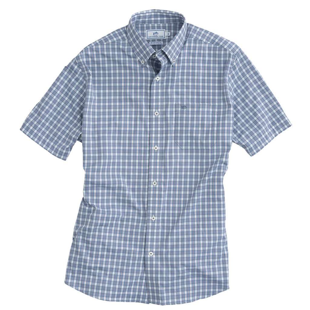 Friars Bay Plaid Intercoastal Performance Short Sleeve Shirt in Colony Blue by Southern Tide - Country Club Prep
