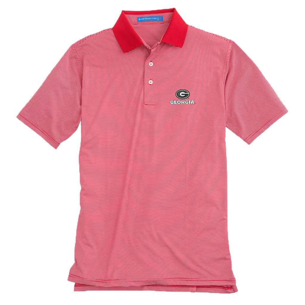 Gameday Feeder Stripe Performance Polo- University of Georgia in Varsity Red by Southern Tide - Country Club Prep