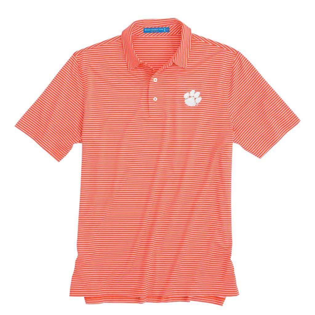 Clemson Tigers Striped Performance Polo Shirt by Southern Tide - Country Club Prep