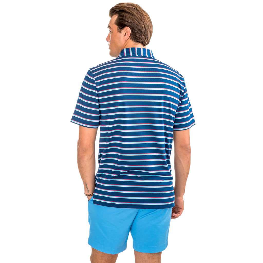 Freedom Multi-Stripe Performance Polo in Yacht Blue by Southern Tide - Country Club Prep