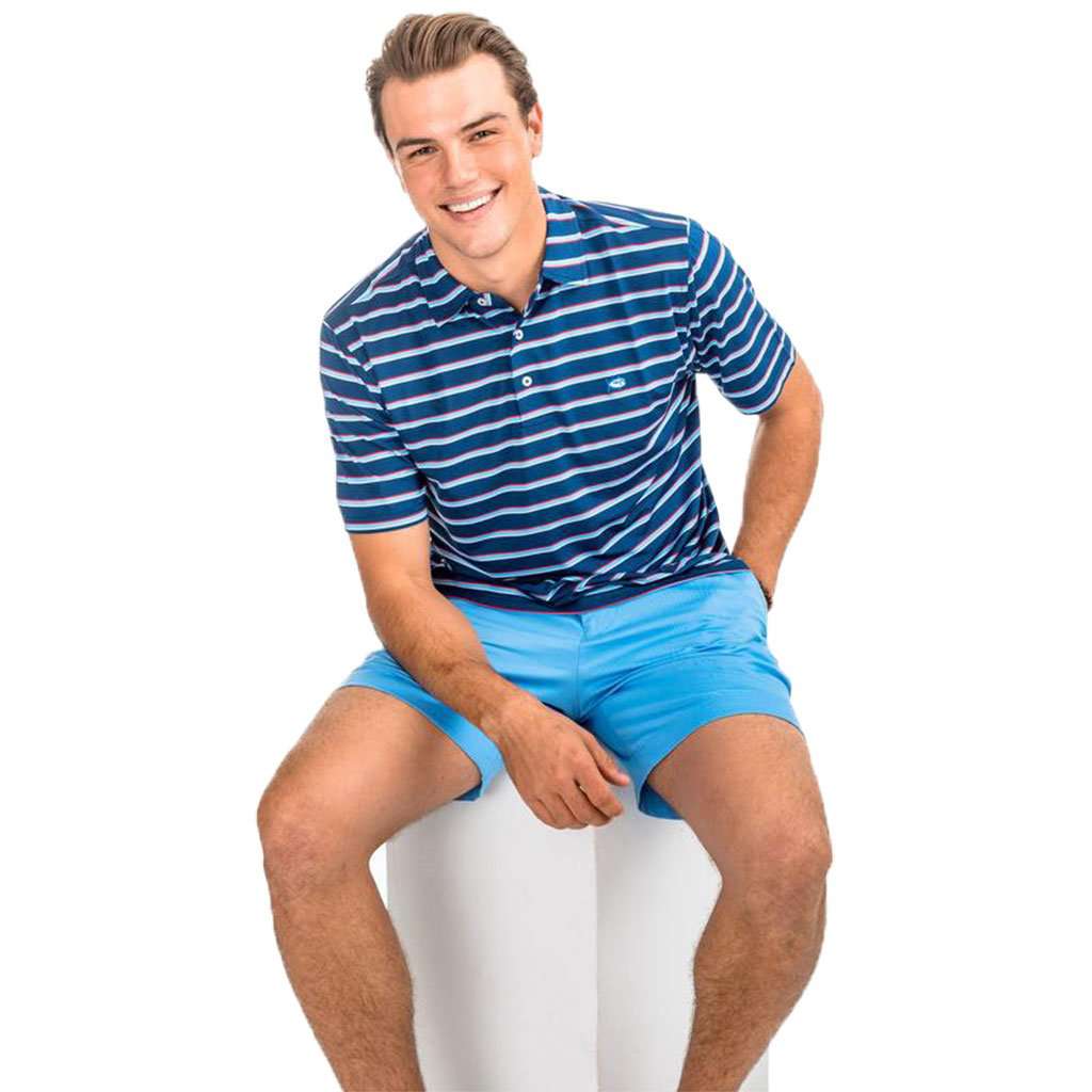 Freedom Multi-Stripe Performance Polo in Yacht Blue by Southern Tide - Country Club Prep