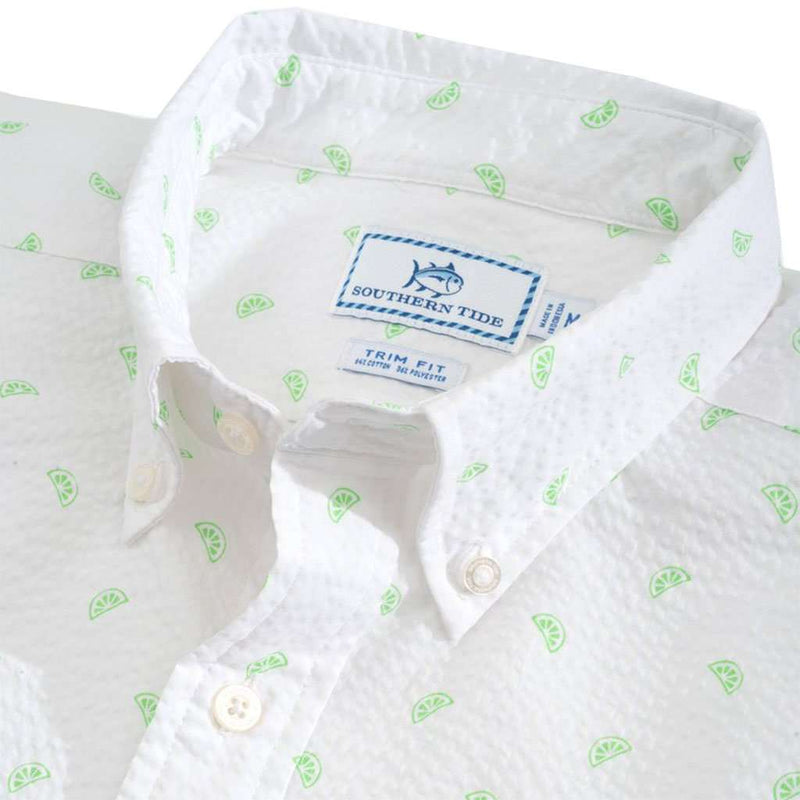 Pick Up Limes Seersucker Short Sleeve Button Down by Southern Tide - Country Club Prep