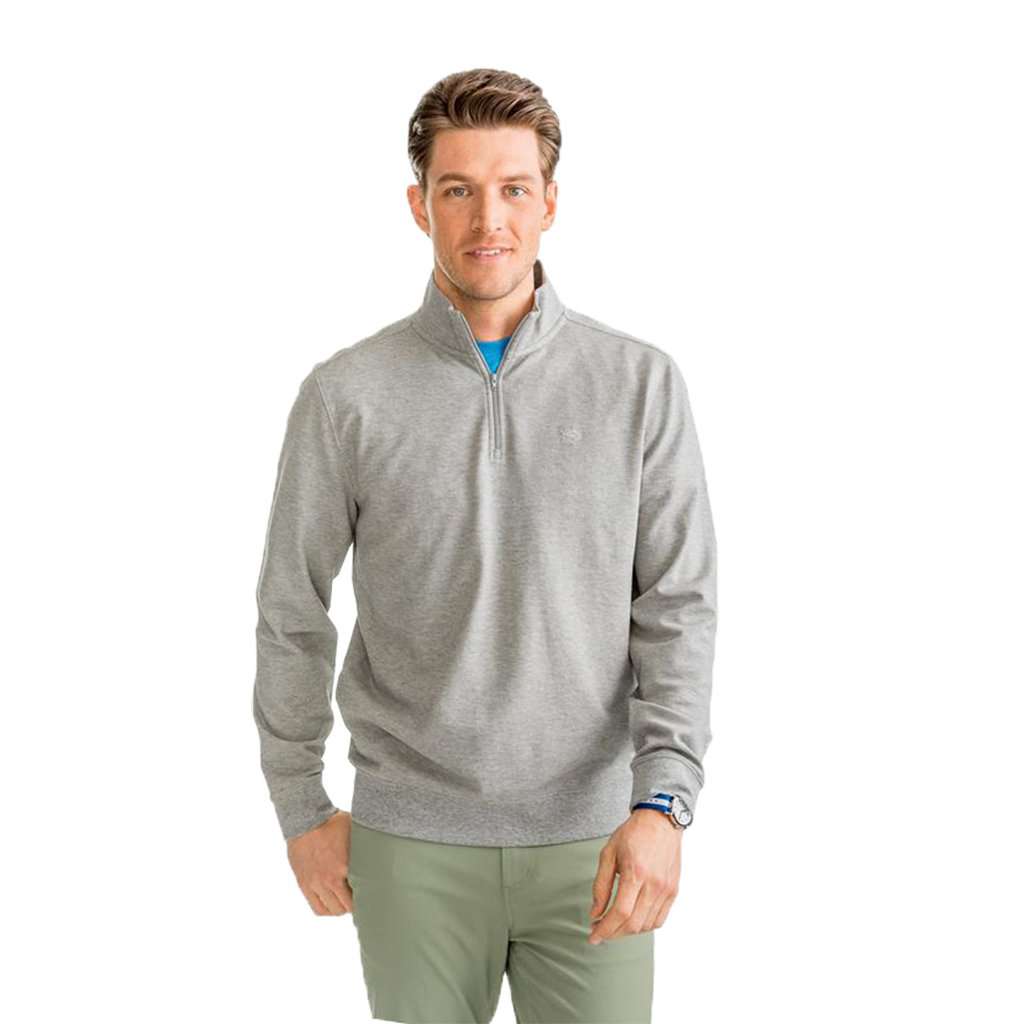 Skipjack Pique 1/4 Zip Pullover in Heather Grey by Southern Tide - Country Club Prep