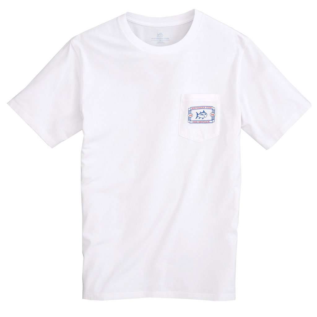 Passport Stamps Tee in Classic White by Southern Tide - Country Club Prep