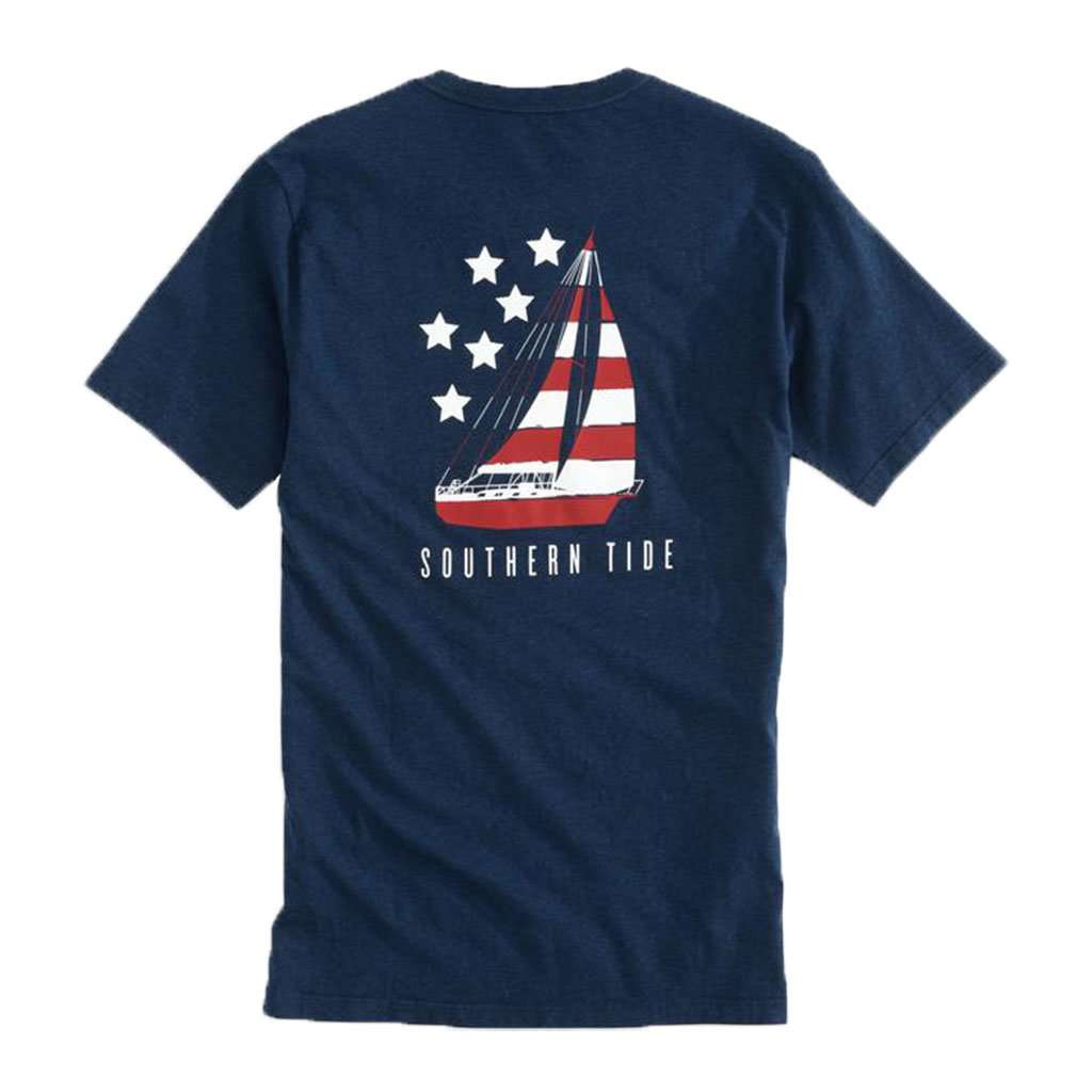 Patriotic Sail Heathered T-Shirt in Navy by Southern Tide - Country Club Prep
