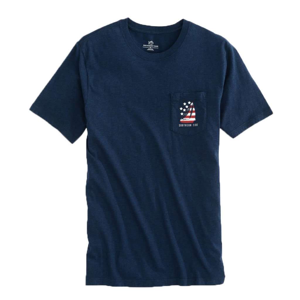 Patriotic Sail Heathered T-Shirt in Navy by Southern Tide - Country Club Prep