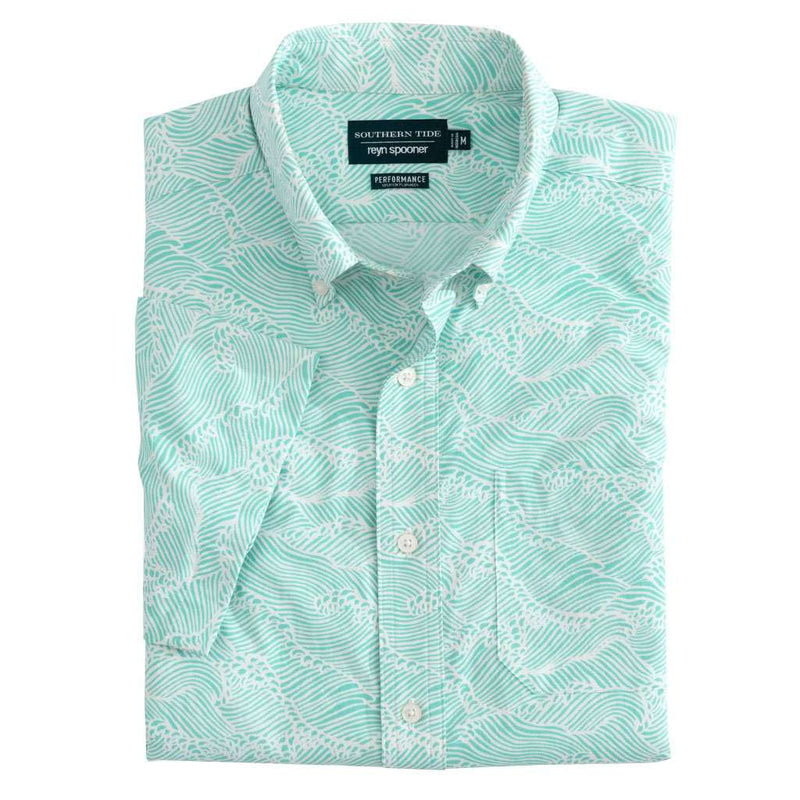 Reyn Spooner Wave Print Intercoastal Performance Sport Shirt by Southern Tide - Country Club Prep