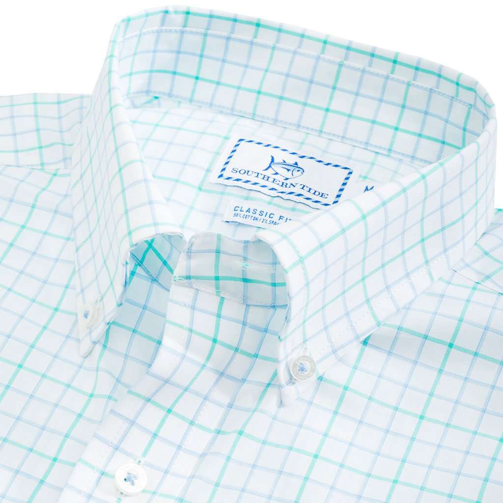 Salt Clay Tattersall Sport Shirt in Ocean Channel by Southern Tide - Country Club Prep